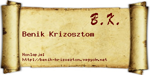 Benik Krizosztom névjegykártya
